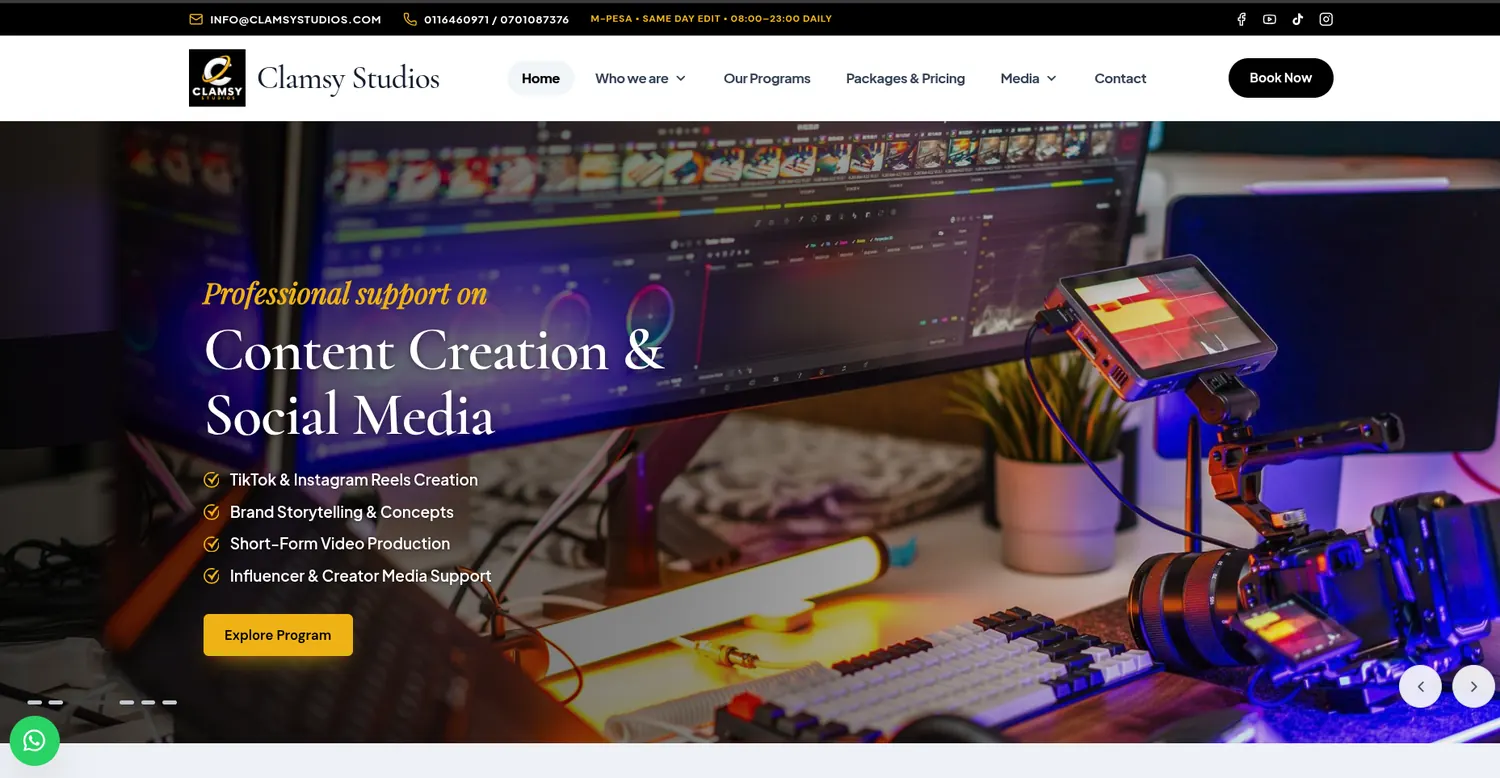 Creative content production for Clamsy Studios